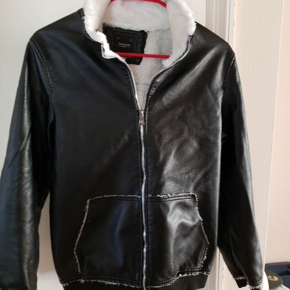 Unisex mens/women' faux leather jacket size small